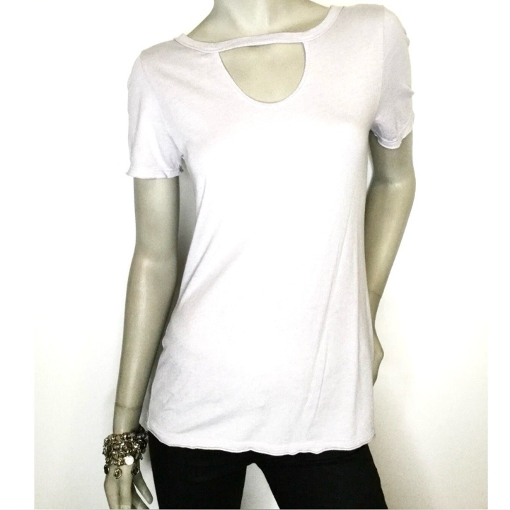 Anthropologie T.la Garrison White Cut Out Detail Tee shirt Size L NEW Basic